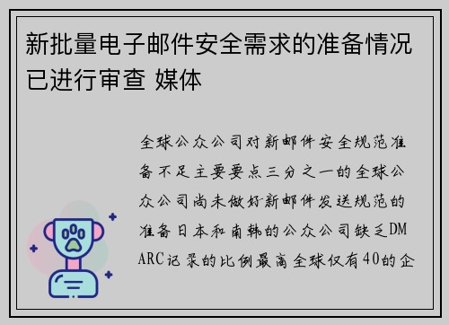 新批量电子邮件安全需求的准备情况已进行审查 媒体